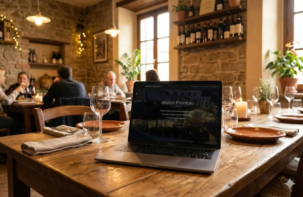 Logo e sito web Ristorante Antico Frantoio cucina tradizionale - MDP Agenzia Web Latina