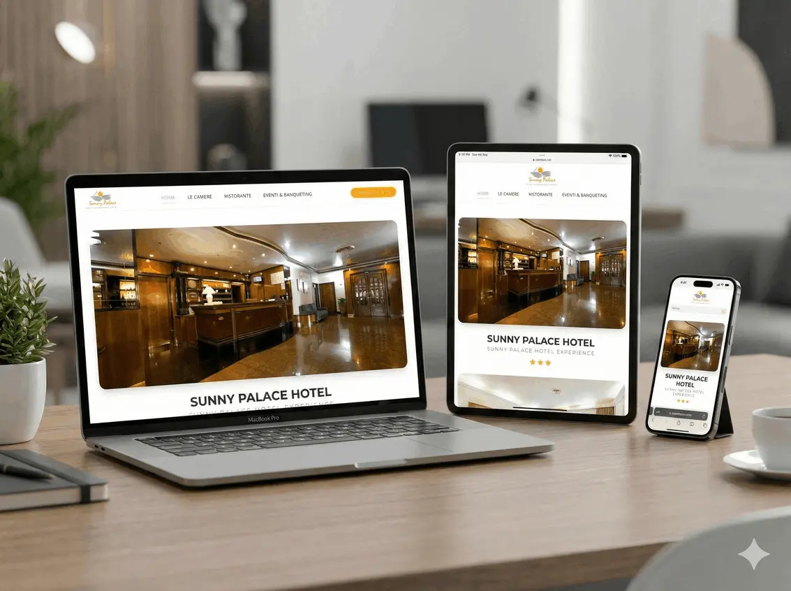 Sito web e logo Sunny Palace Hotel - MDP Agenzia Web Latina